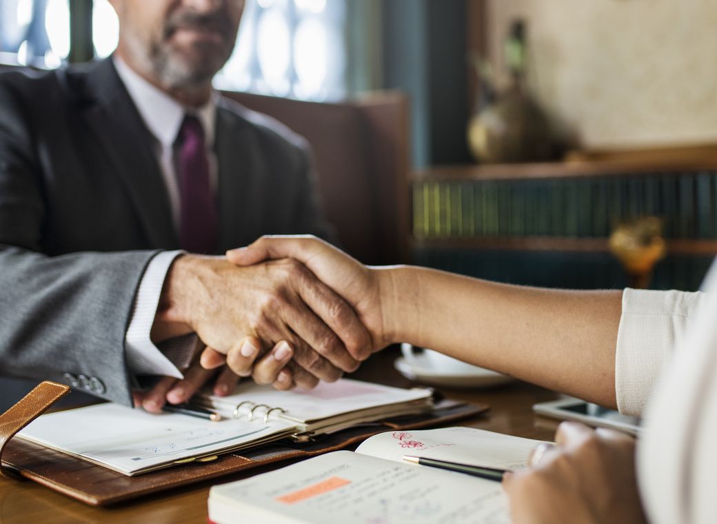 Attorney meeting with a client